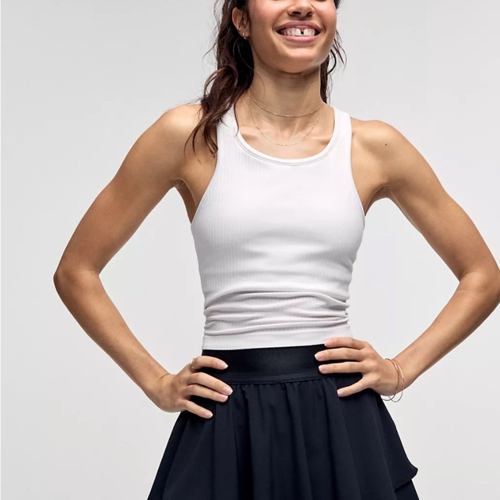 White cropped Ebb to Street Ribbed Tank Top